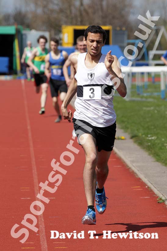 Gregory Jayasurija (Middlesbrough) wins the 800  and 1500 metres at the North of England, Div. 4E, Whitley Bay.